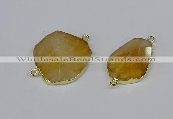 NGC1152 20*30mm - 30*35mm freeform citrine gemstone connectors