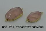 NGC1276 18*25mm - 30*35mm freeform rose quartz connectors