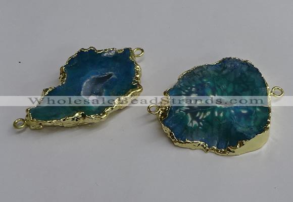 NGC1305 25*35mm - 35*45mm freeform druzy agate connectors