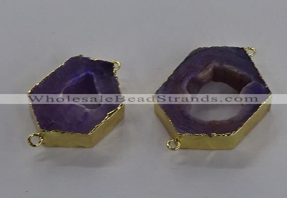 NGC1426 18*25mm - 25*35mm hexagon druzy agate connectors