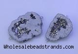 NGC1472 28*35mm - 40*45mm freeform plated druzy agate connectors