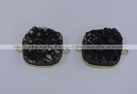 NGC1502 25*25mm square druzy quartz gemstone connectors wholesale