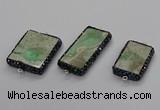 NGC1748 20*40mm - 25*35mm rectangle green apple jasper connectors