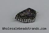 NGC1850 22*30mm - 25*35mm flat teardrop plated druzy amethyst connectors