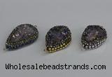 NGC1853 22*30mm - 25*35mm flat teardrop plated druzy amethyst connectors