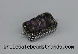 NGC1855 15*35mm - 22*30mm rectangle plated druzy amethyst connectors