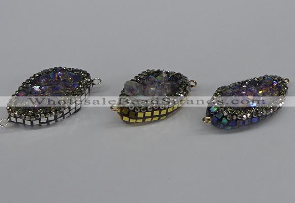 NGC1863 20*30mm - 22*35mm marquise plated druzy amethyst connectors