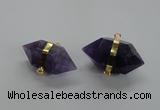 NGC262 18*30mm - 20*35mm faceted nuggets amethyst connectors