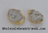 NGC267 35*45mm - 40*50mm freeform plated druzy agate connectors