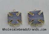 NGC274 22*22mm - 24*24mm blue lace agate gemstone connectors