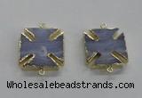 NGC275 26*26mm - 28*28mm blue lace agate gemstone connectors