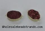 NGC473 20*30mm oval druzy agate gemstone connectors wholesale