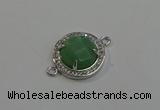 NGC5020 20mm flat round green aventurine with rhinestone connectors