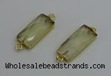 NGC5078 12*30mm - 15*35mm faceted rectangle lemon quartz connectors