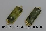 NGC5080 12*30mm - 15*35mm rectangle green rutilated quartz connectors