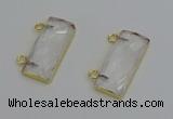 NGC5095 12*30mm - 15*35mm faceted rectangle white crystal connectors