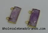 NGC5097 12*30mm - 15*35mm faceted rectangle light amethyst connectors