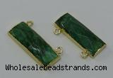 NGC5105 12*30mm - 15*30mm rectangle African green stone connectors