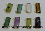 NGC5110 12*30mm - 15*35mm faceted rectangle mixed gemstone connectors