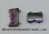 NGC5182 20*35mm - 22*40mm freeform druzy amethyst connectors