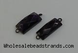 NGC5199 12*30mm - 15*30mm faceted rectangle amethyst connectors