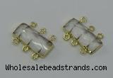 NGC5350 12*30mm - 15*30mm faceted rectangle white crystal connectors