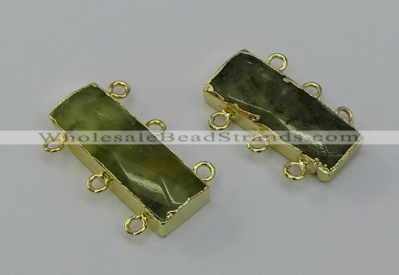 NGC5356 12*30mm - 15*30mm rectangle green rutilated quartz connectors