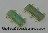 NGC5359 12*30mm - 15*30mm faceted rectangle amazonite connectors