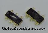 NGC5367 12*30mm - 15*30mm faceted rectangle amethyst connectors