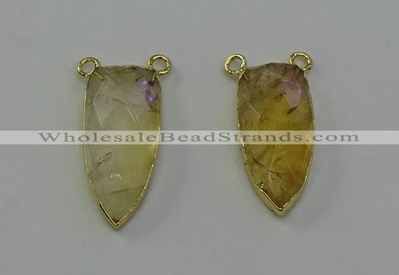 NGC5402 16*35mm - 18*40mm arrowhead citrine gemstone connectors