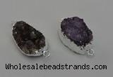 NGC5455 20*25mm - 20*30mm freeform druzy amethyst connectors