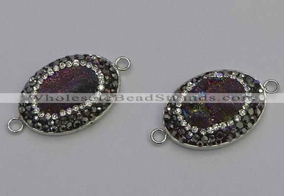 NGC5473 18*25mm oval plated druzy agate gemstone connectors