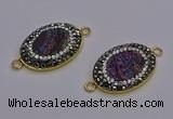 NGC5483 18*25mm oval plated druzy agate gemstone connectors