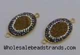 NGC5486 18*25mm oval plated druzy agate gemstone connectors