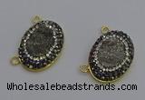 NGC5500 18*25mm oval plated druzy agate gemstone connectors