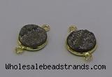 NGC5594 15mm - 16mm coin plated druzy agate connectors wholesale