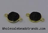 NGC5601 15mm - 16mm coin plated druzy agate connectors wholesale