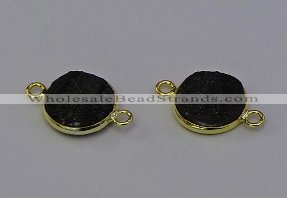 NGC5601 15mm - 16mm coin plated druzy agate connectors wholesale