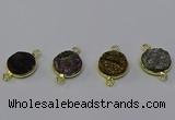 NGC5602 15mm - 16mm coin plated druzy agate connectors wholesale