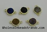 NGC5786 12mm coin plated druzy agate connectors wholesale