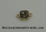 NGC5788 10*10mm square plated druzy agate connectors wholesale