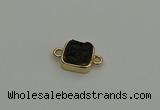 NGC5794 10*10mm square plated druzy agate connectors wholesale