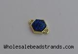 NGC5854 12*12mm hexagon plated druzy agate connectors wholesale