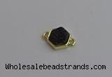 NGC5857 12*12mm hexagon plated druzy agate connectors wholesale