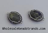 NGC5960 18*22mm faceted oval labradorite connectors wholesale