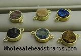 NGC6000 12mm coin plated druzy agate connectors wholesale