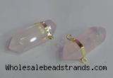 NGC665 10*35mm - 15*40mm faceted nuggets rose quartz connectors