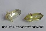 NGC666 10*35mm - 15*40mm faceted nuggets lemon quartz connectors