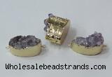 NGC687 15*28mm - 20*30mm freeform druzy amethyst connectors