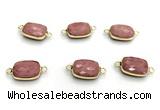 NGC7028 11*15mm faceted rectangle pink wooden jasper connectors